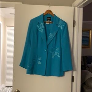 Turquoise blue polyester dress jacket